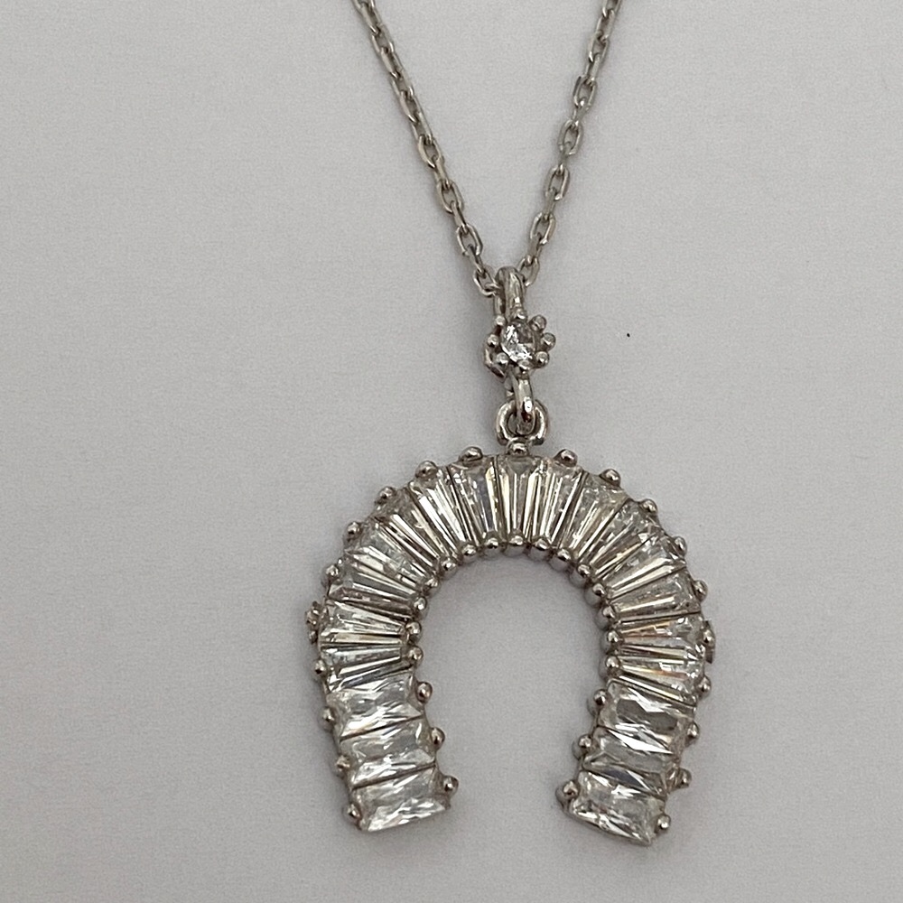 Horseshoe necklace 925 silver cz stones